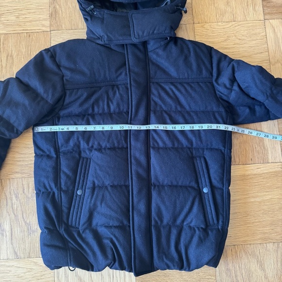 Uniqlo Men’s Large Wool Blend Down Puffer Coat Jacket Dark Navy Blue - Picture 9 of 10